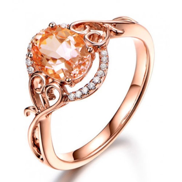 Rose Gold Filled Jewelry Oval Cut Crystal Ring New